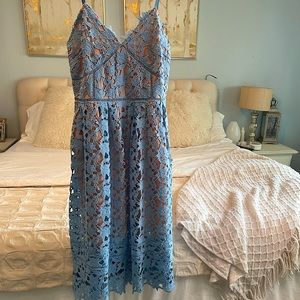 Blue lace midi dress size M